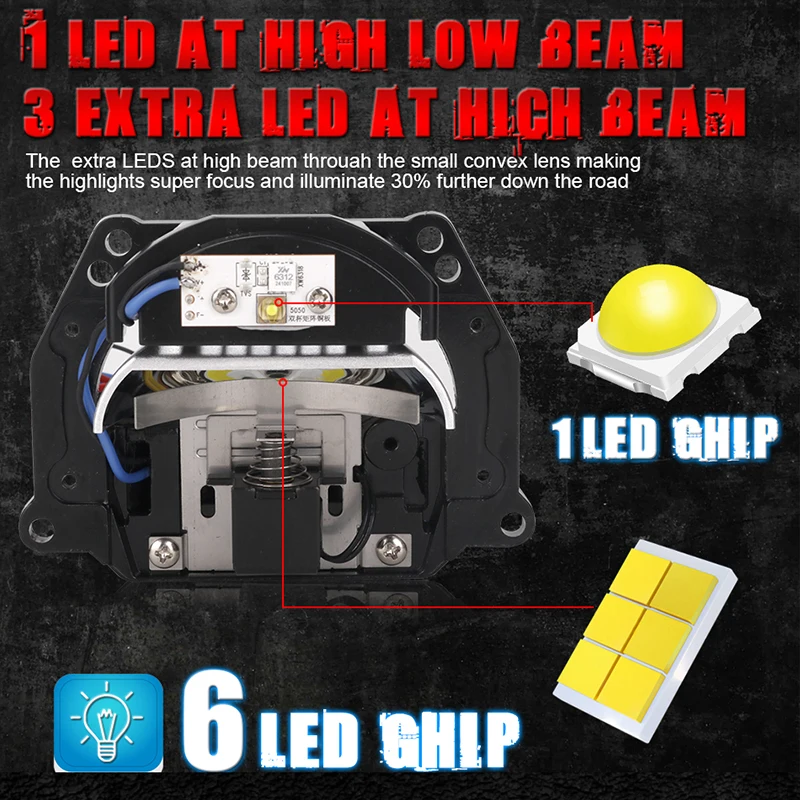 3인치 바이 LED 프로젝터 렌즈 헤드라이트 헬라 3R G5 자동차 라이트 개조 키트 하이 로우 빔 LED 자동차 램프 키트 렌즈 2개