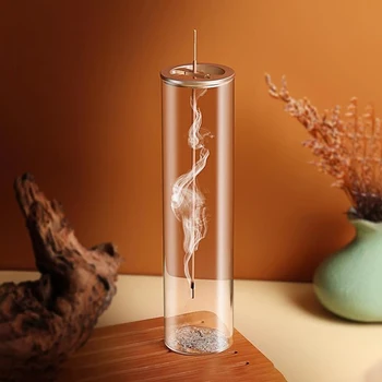 Modern Glass Incense Burner Anti-Ash Flying Incense Holder with Removable Glass Ash Catcher for Home Decor Yoga Meditation 1