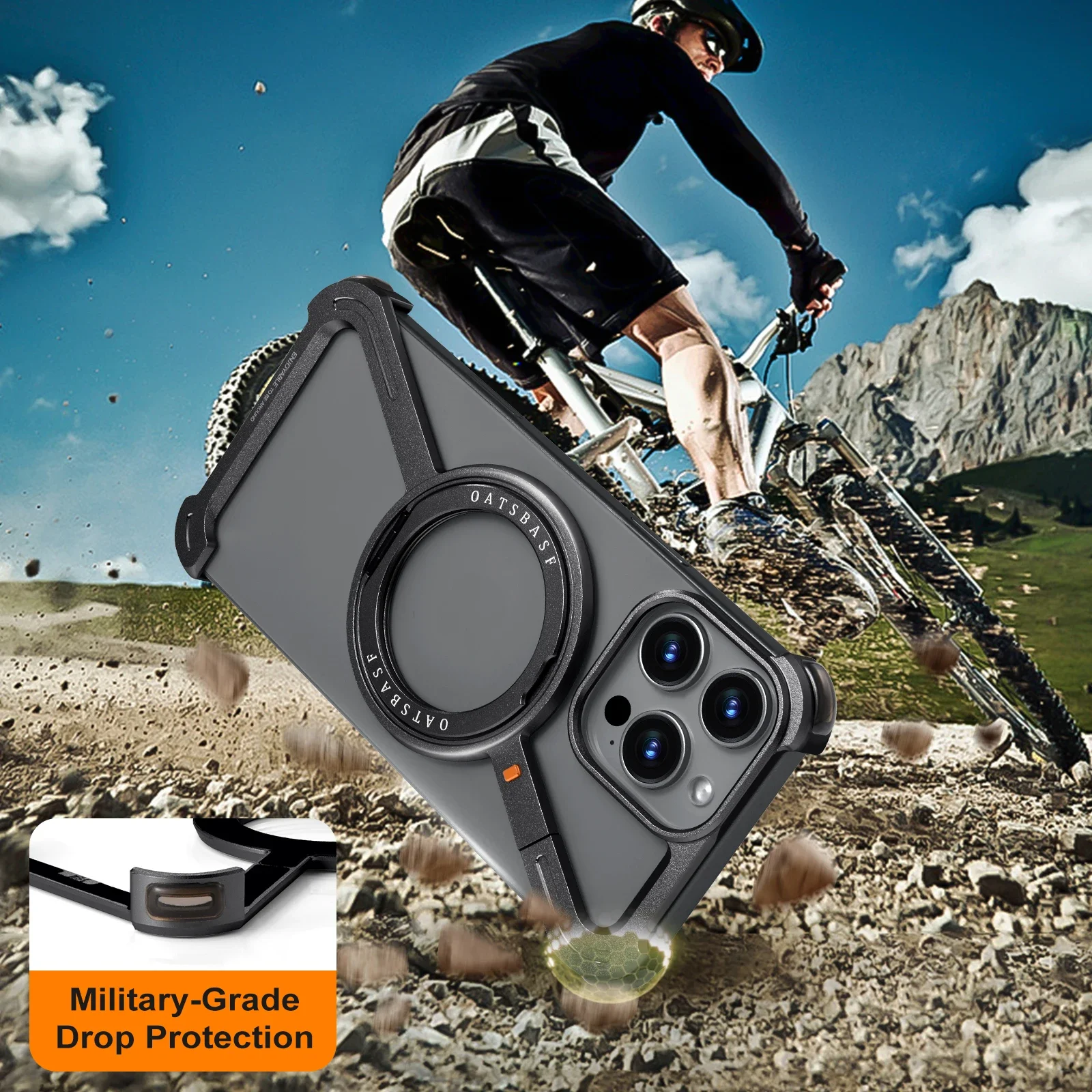 Eary Z Case for iPhone 16 15 14 13 12 Pro Max with Magsafe 360°Rotatable Magnetic Kickstand Metal Frameless Bumper Phone Cover