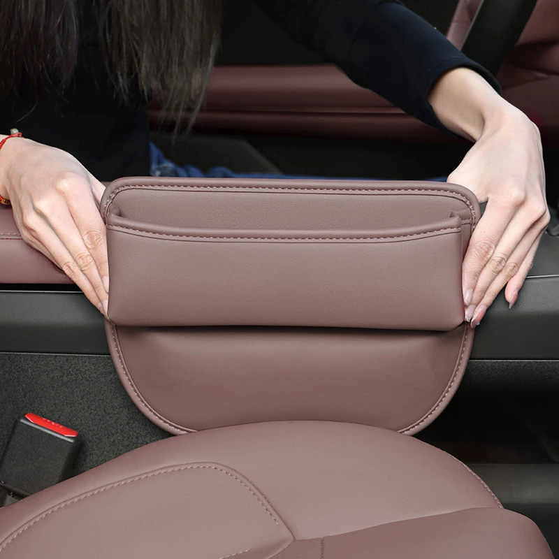 RURUBEL Soporte Para Bolso De Coche De Alta Calidad – 1 Compartimento De Tamaño Mediano Para Asiento Delantero – Elegante Soporte De Cuero Sintético Y Piel – Consolas Y Organizadores Automotrices