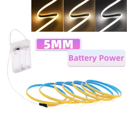 High - Density Flexible LED Strip Lights - Battery Powered, Warm & Cool White, RA90 Quality (Warm White 3000K)