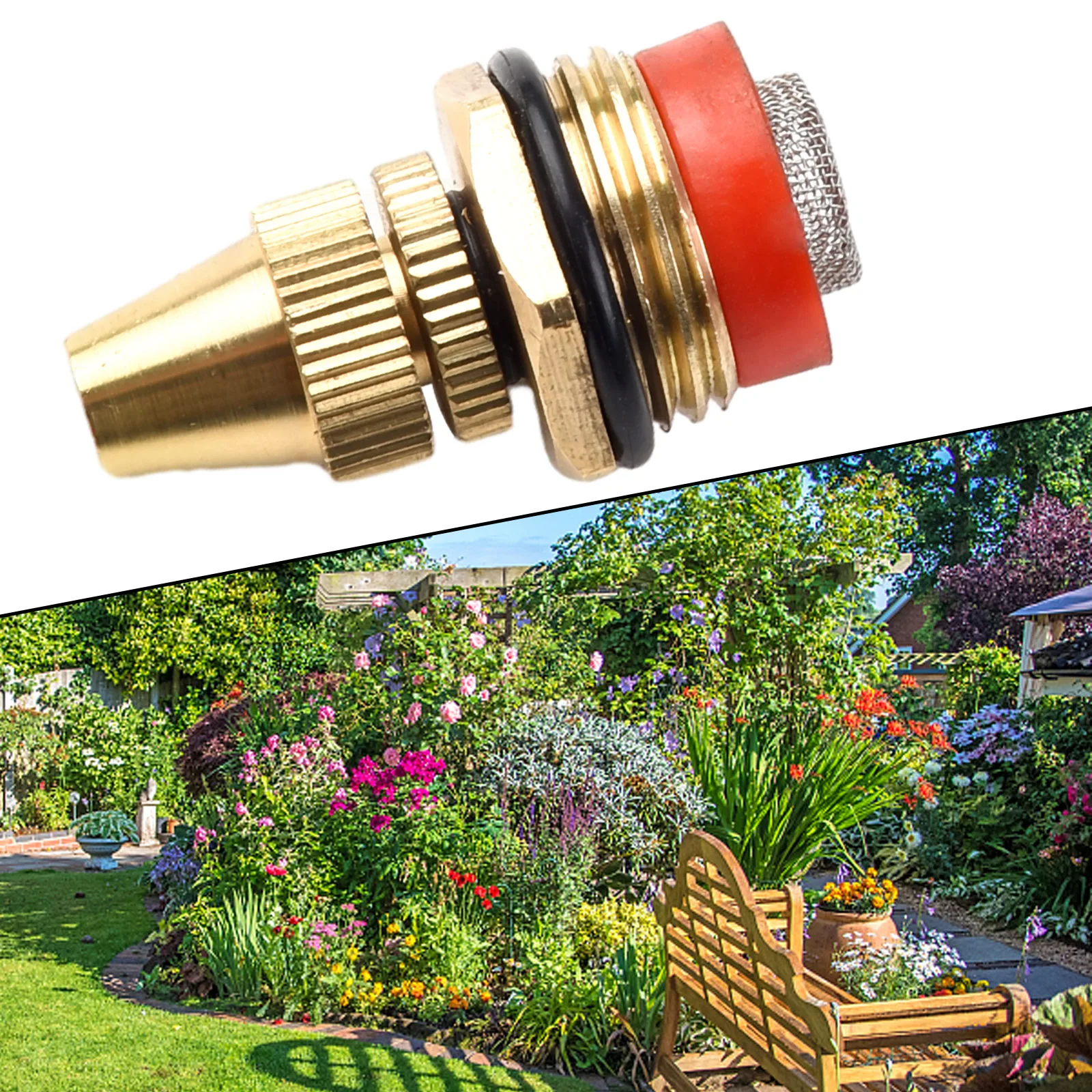 

12 Inch Brass Spray Nozzle, Garden Lawn Atomizing Sprinkler, Adjustable Coverage, Rotary Switch, Easy to Clean