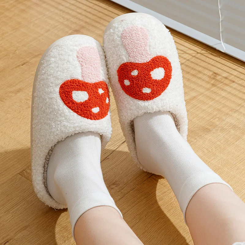 Cute Mushroom Women Fashion Slippers Winter Home Warm Bedroom Non-slip Comfort Exquisite Flat Cotton Shoes Girls Gift Student 3