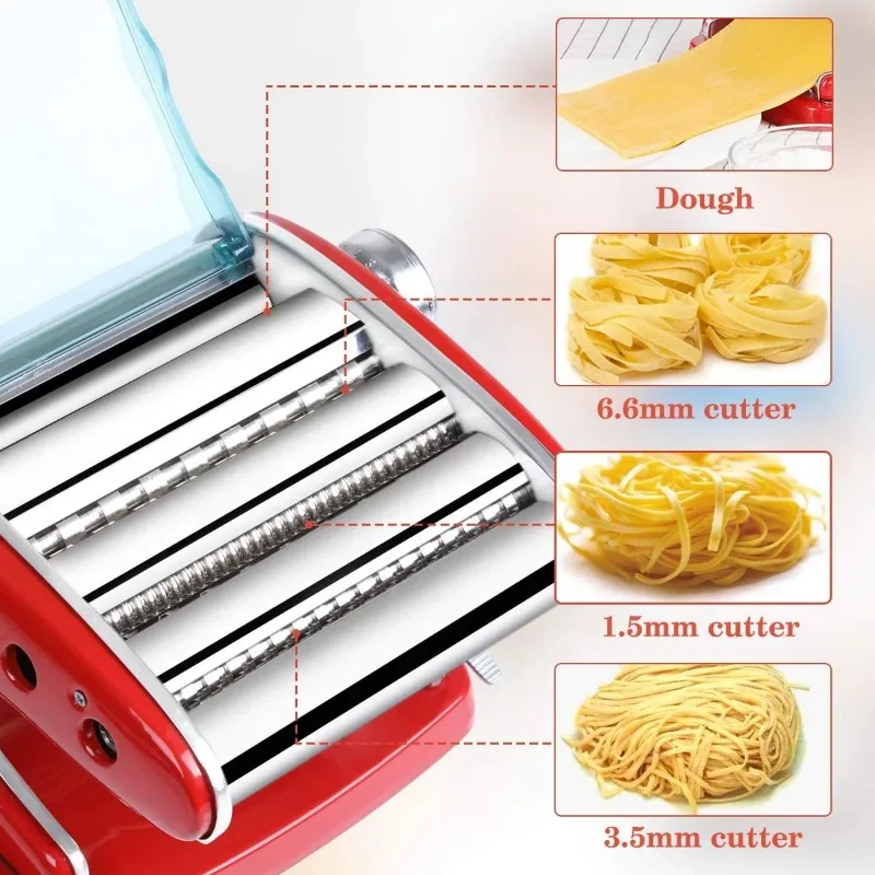 Stainless Steel Manual Pasta Maker Machine With Adjustable Thickness  Settings for Homemade Spaghetti and Fettuccine