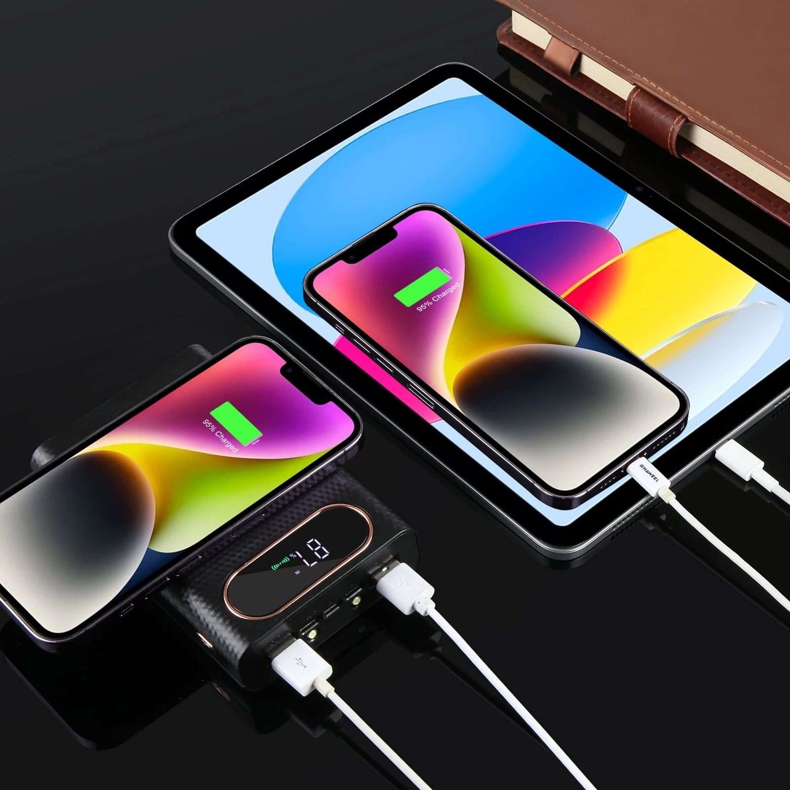 HAWEEL DIY 4 x 21700 Battery 22.5W Fast Charge 15W Wireless Charging Power Bank Box Case Display Not Include Batter
