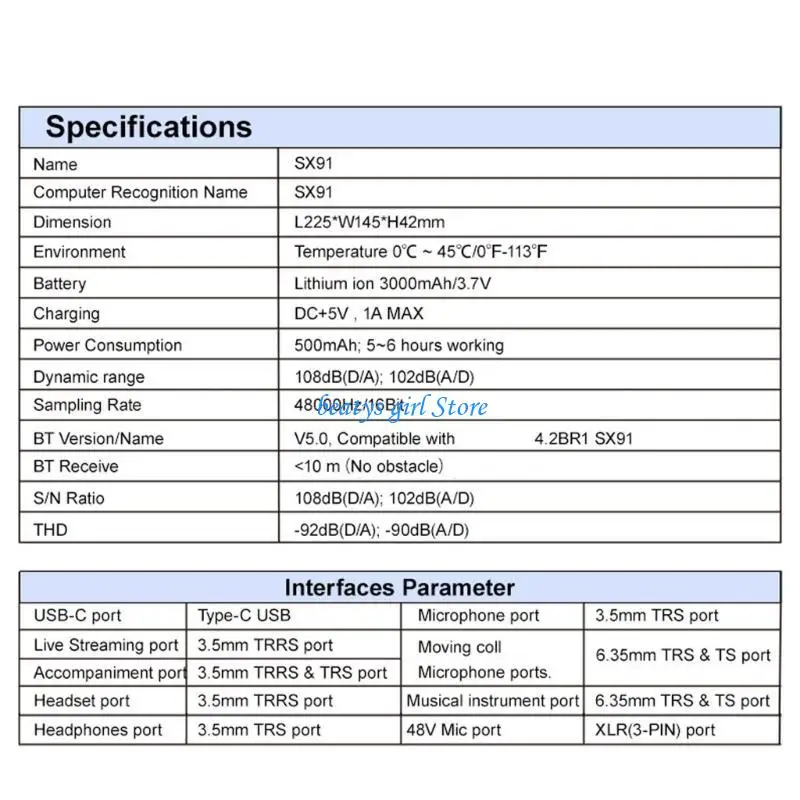 라이브 스트리밍 소음 제거 및 폭넓은 호환성을 위한 C7AB SX91 USB 사운드 카드