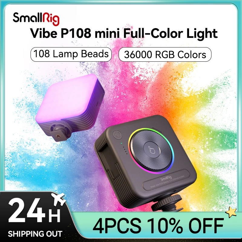 SmallRig P108 RGB Video Light,Portable LED Camera Lights 360° Full