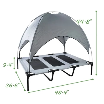 Dog Bed with Canopy Anti Scratch Oxford Fabric Summer Portable Pet Bed Cot Anti Slip Big Size Elevated Cot Indoor Outdoor 2