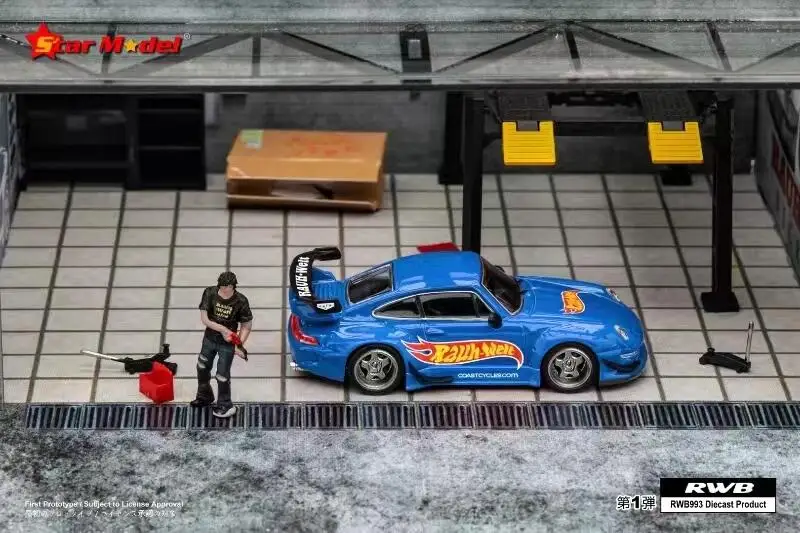 

Star Model 1:64 Rauh-Welt RWB993 GT Hot Blue Rauh /Blue orange limited699 Diecast Model Car