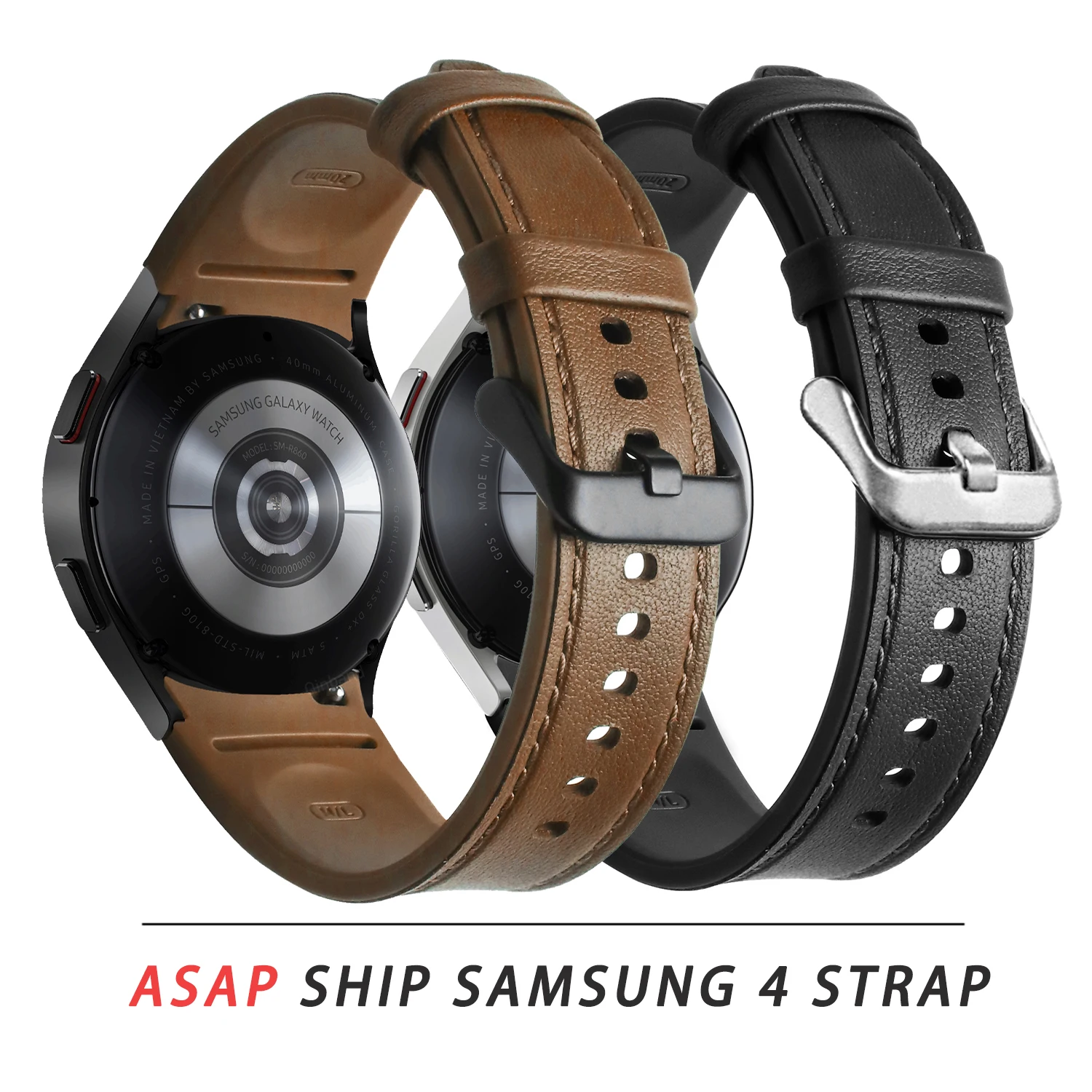 Ремешок кожаный для Samsung Galaxy Watch 4 Classic 46 мм 42 браслет без зазоров 44 40 20 |