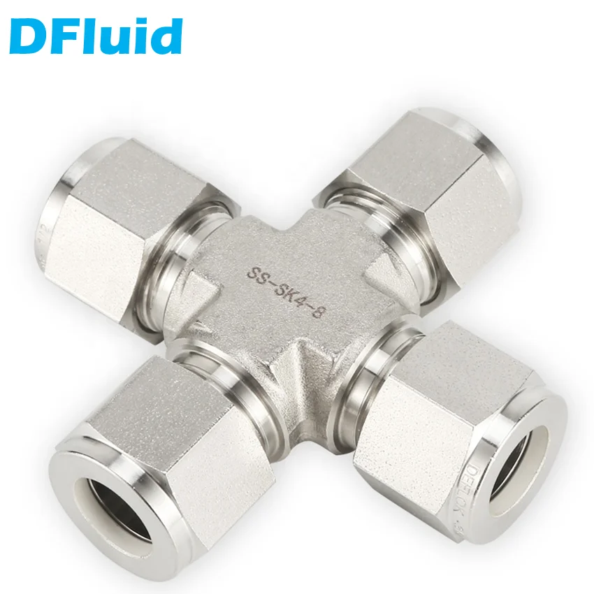 

Stainless Steel 316 CROSS UNION 4-Way Double Ferrule Compression Fitting 30MPa 1/8" 1/4" 3/8" 1/2" 6 8 10 12mm replace Swagelok