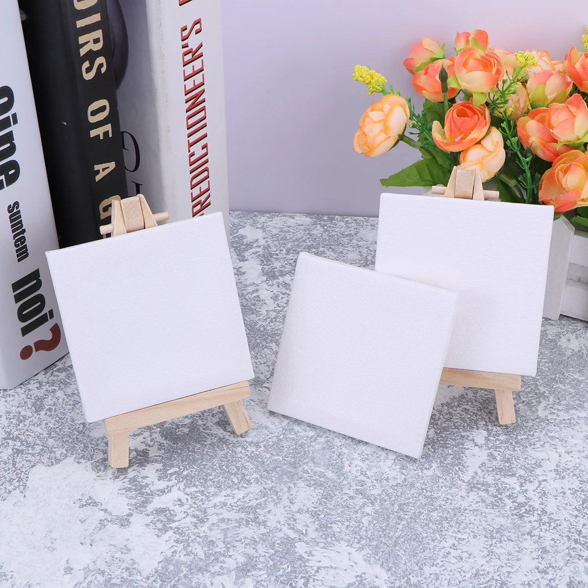 

Mini Canvas Panel Wooden Easel Sketchpad Settings For Painting Craft Drawing Decoration Gift And Kids' Learning Education