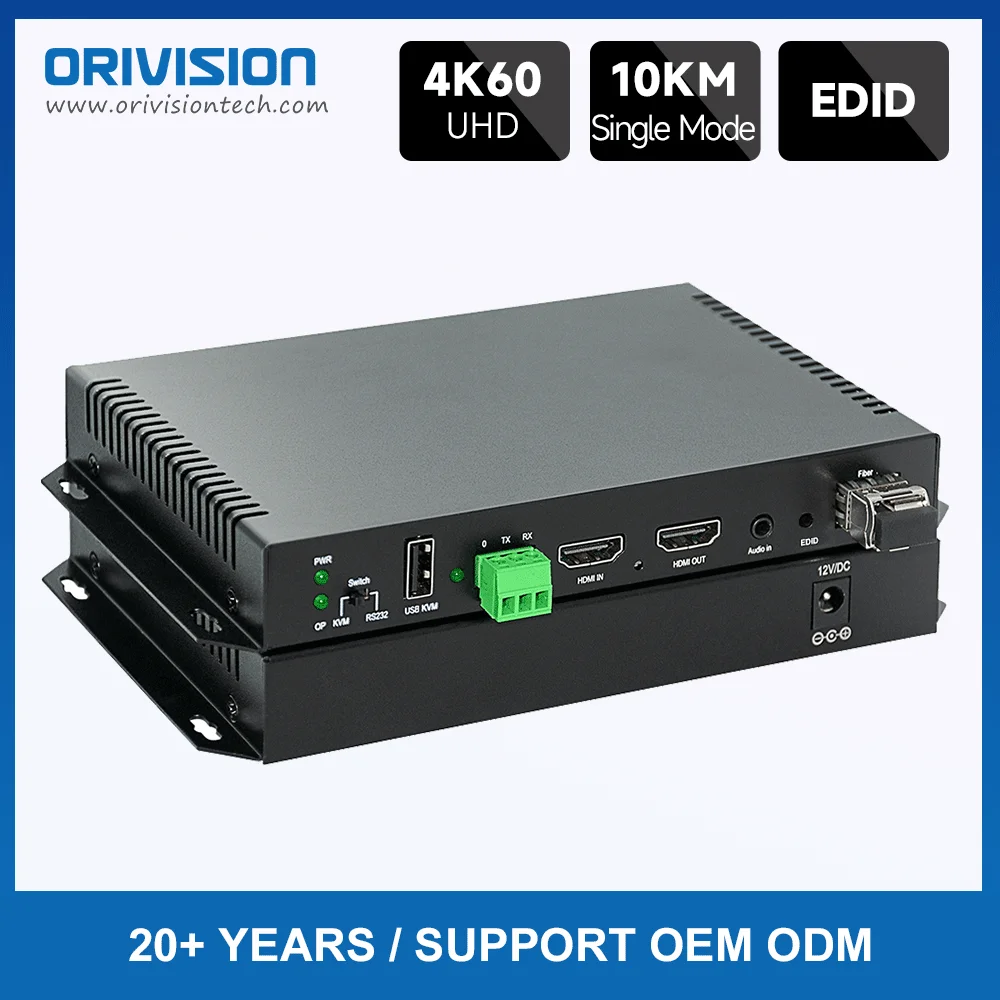 4K60 Uncompressed HDMI to Fiber Optic Converter 10KM HDMI KVM Optical Fiber Extender over LC Optic