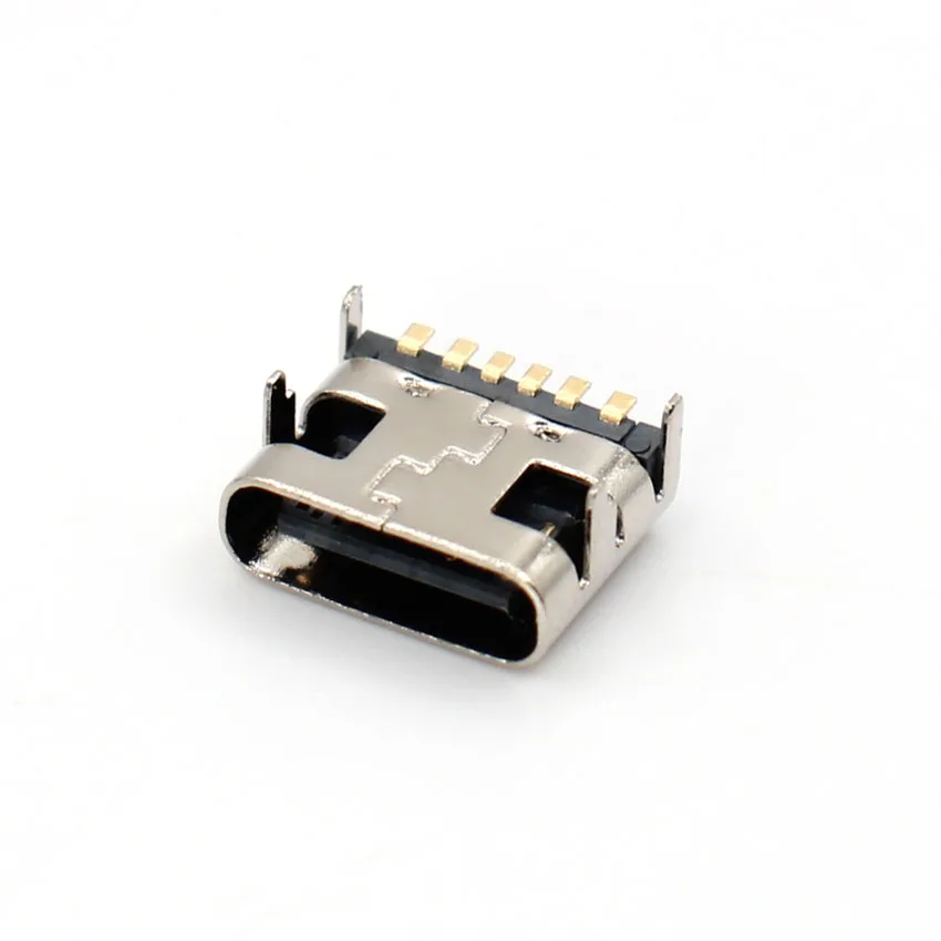 1-50PCS 6 Pin SMT Socket Connector Micro USB Type C 3.1 Female Placement SMD DIP For PCB Design DIY High Current Charging