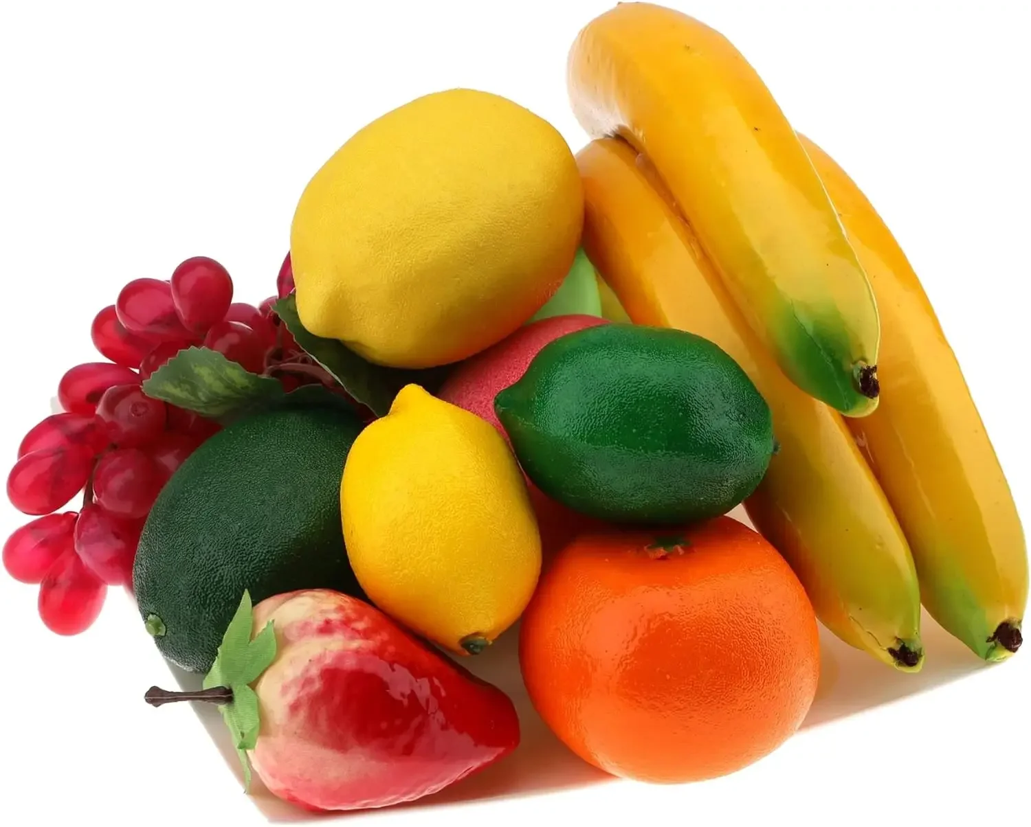 Artificial Fruits of Decoration for Home Fake Banana Lemon Orange Strawberry Apple Peach Grape Different Faux Realistic artificial fruits and vegetables