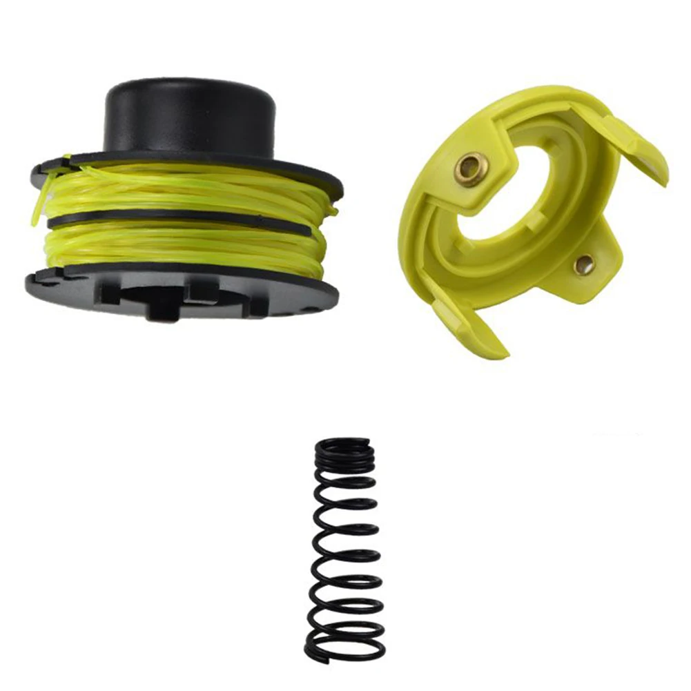

Trimmer Complete Spool 1 Set Black+Yellow Plastic+Metal + Nylon Spring Replacement For Ryobi RAC118 1.2 Mm Spool