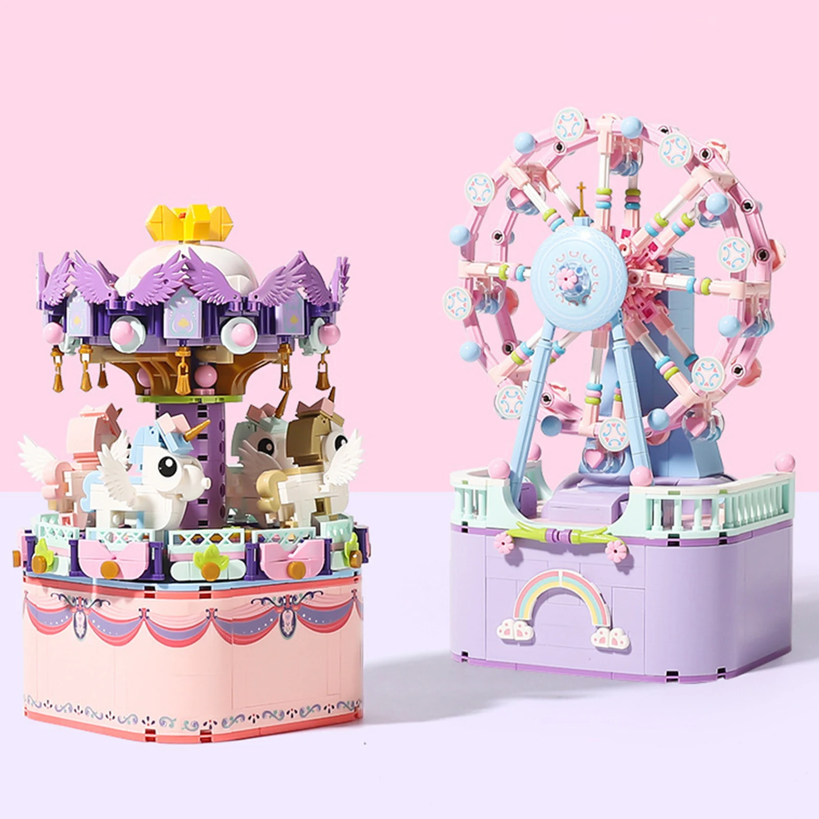 710 sztuk DIY diabelski młyn klocki montaż karuzela obrotowa pozytywka Mini klocki Model miasto prezent dla dzieci 1 710 sztuk DIY diabelski młyn klocki montaż karuzela obrotowa pozytywka Mini klocki Model miasto prezent dla dzieci