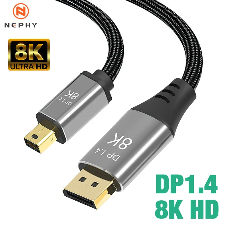 노트북 HDTV 모니터 PS4/5 용 HDR 비디오 오디오 케이블, 디스플레이 포트 1.4 케이블, 8K 미니 DP 1.4 케이블, 8K 60Hz, 4K 144Hz, 2K 165Hz