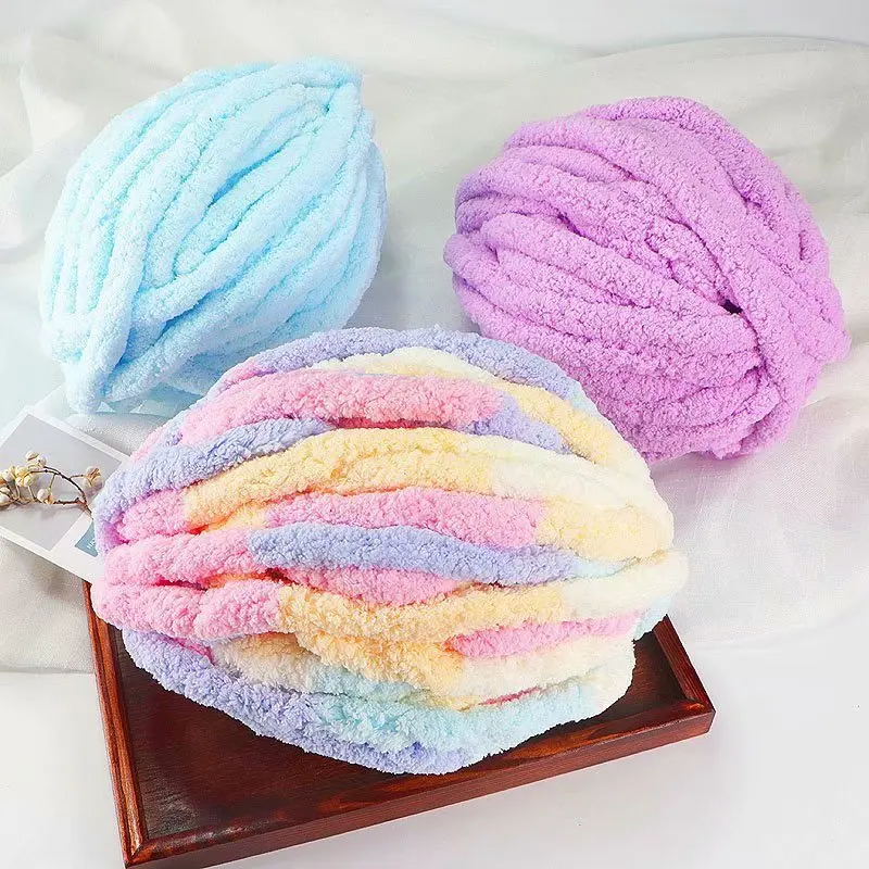 Thick Chunky Yarn Filling Polyester Yarn for Knitted Blanket Weaving Sweater Pink, Size: 27m