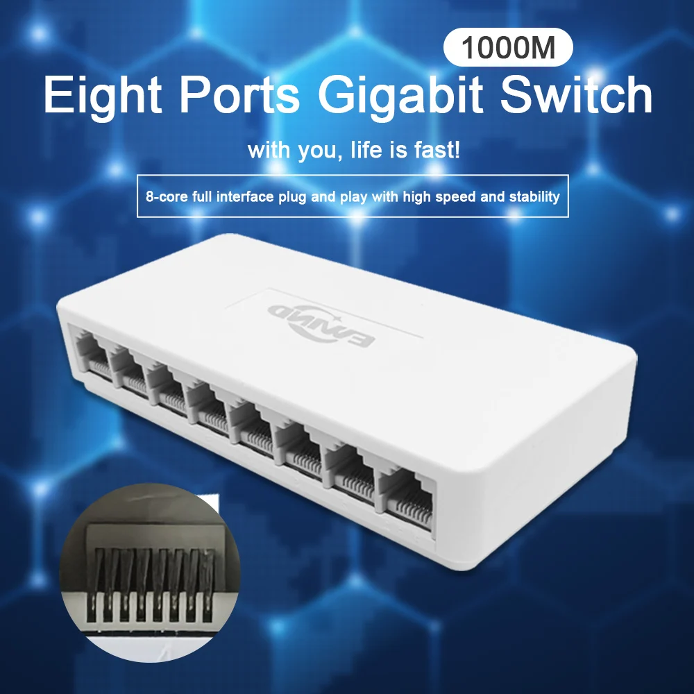 Desktop Gigabit Rede Switch Adapter Rj45 Ethernet Switch Auto Mdi Mdix Switch Rápido Portas 10 Mbps 100 Mbps 1000mbps - Imagem 5