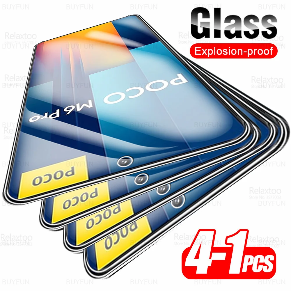 

1-4Pcs Full Cover Tempered Glass For Xiaomi Poco M6 Pro 4G PocoM6Pro PocoM6 M 6 Pro Poko Poxo Little M6Pro Screen Protector Film