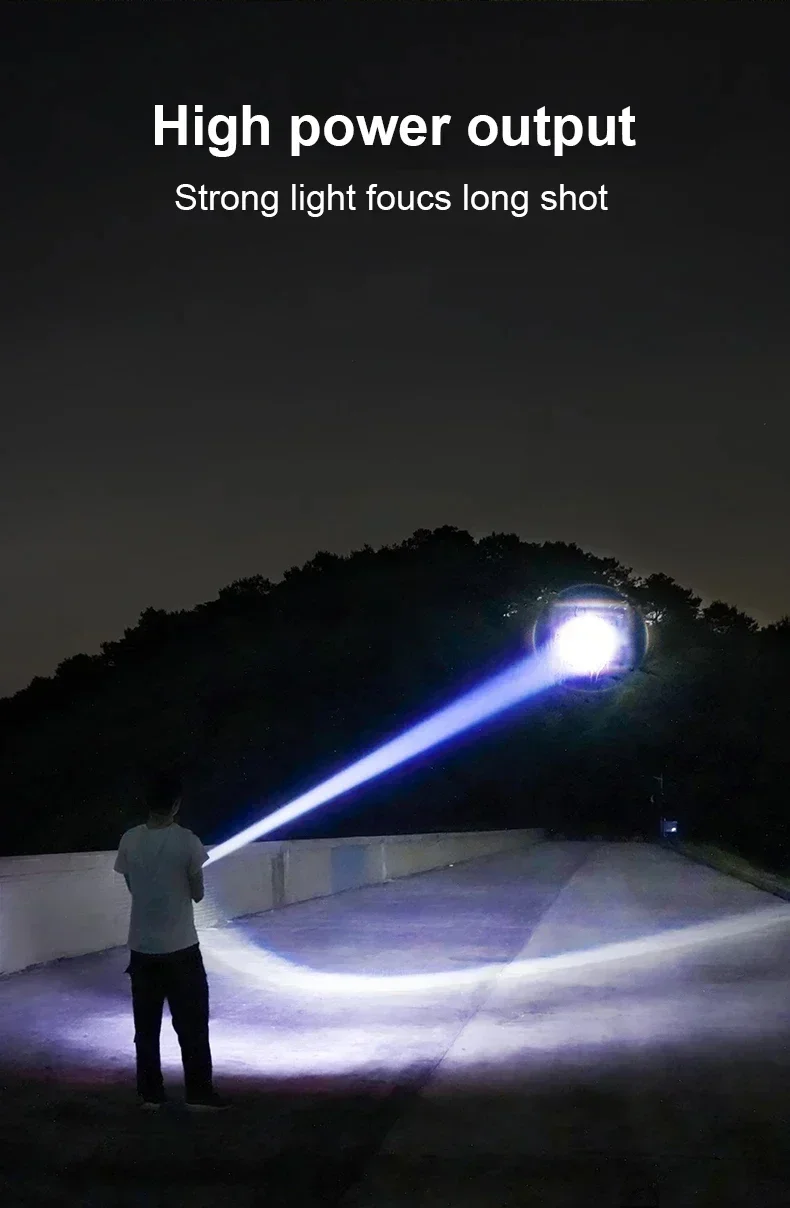 Description Picture 2 of itemStrong LED White Laser Flashlight Rechargeable Zoom Long Range Tactical Flashlight Power Display Outdoor Fishing Camping Torch