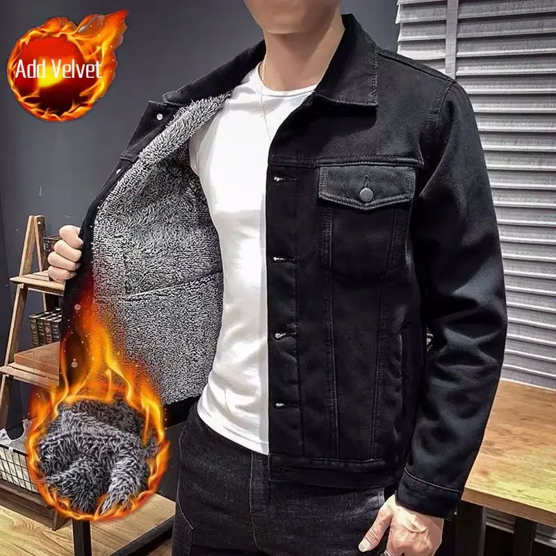 Chaqueta vaquera de otoño para hombre, acolchada, cálida, con botones, precio económico, elegante, holgada, abrigo vaquero para hombre, ropa masculina elástica baja, Y2k, diseñador de lujo
