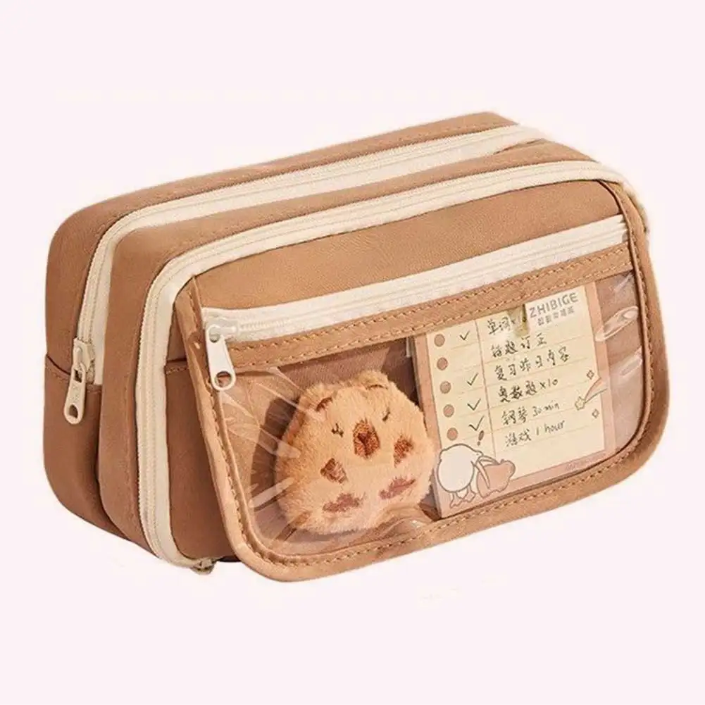Cartoon Capybara Backpack with Pencil Case Cute Kawaii Backpack Large Capacity Capybara Flap Backpack School Bag for Students
