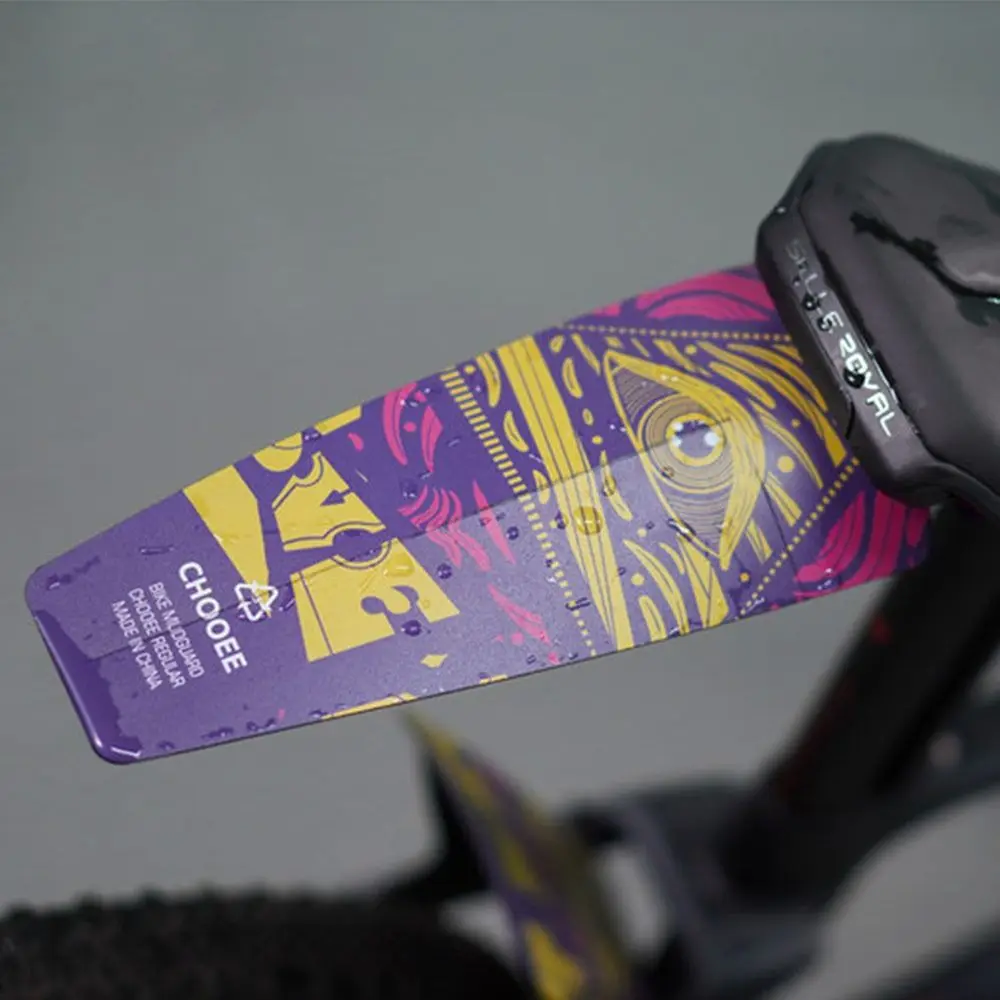 Bicycle Fender Plastic Printed Pattern Bike Saddle Rear Mudguard Removable Wings