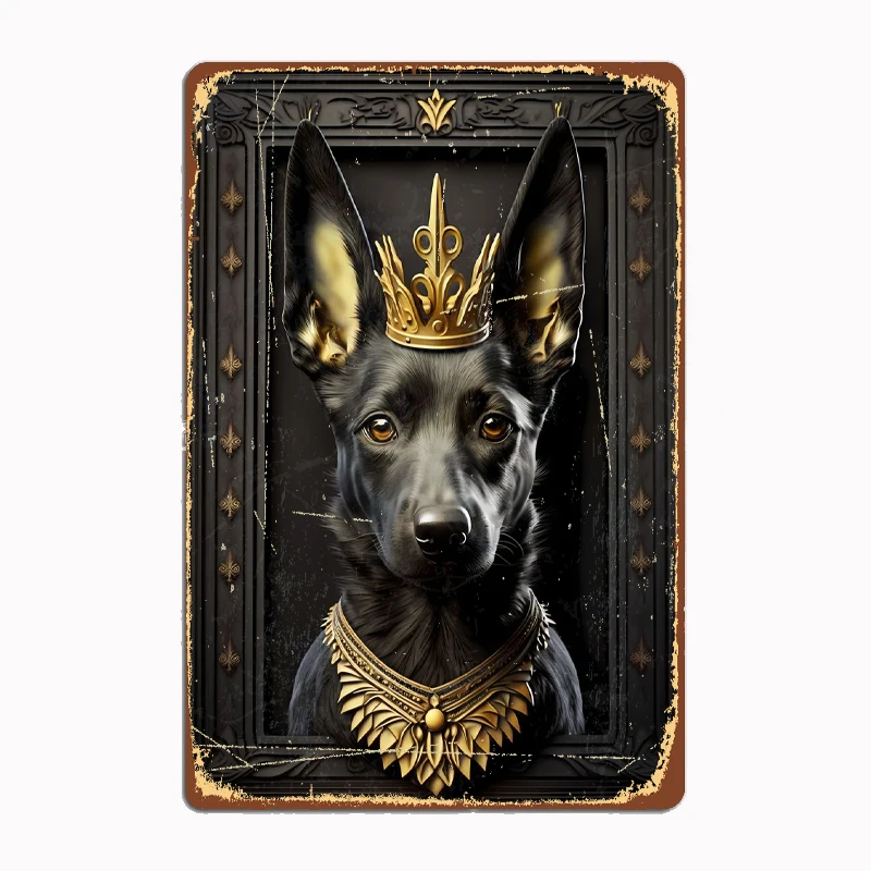 

King Dog Golden Art Deco Stylish Printed Signs Plaques Featuring Golden Animal Art Prints Perfect for Wall Decor In Home Office