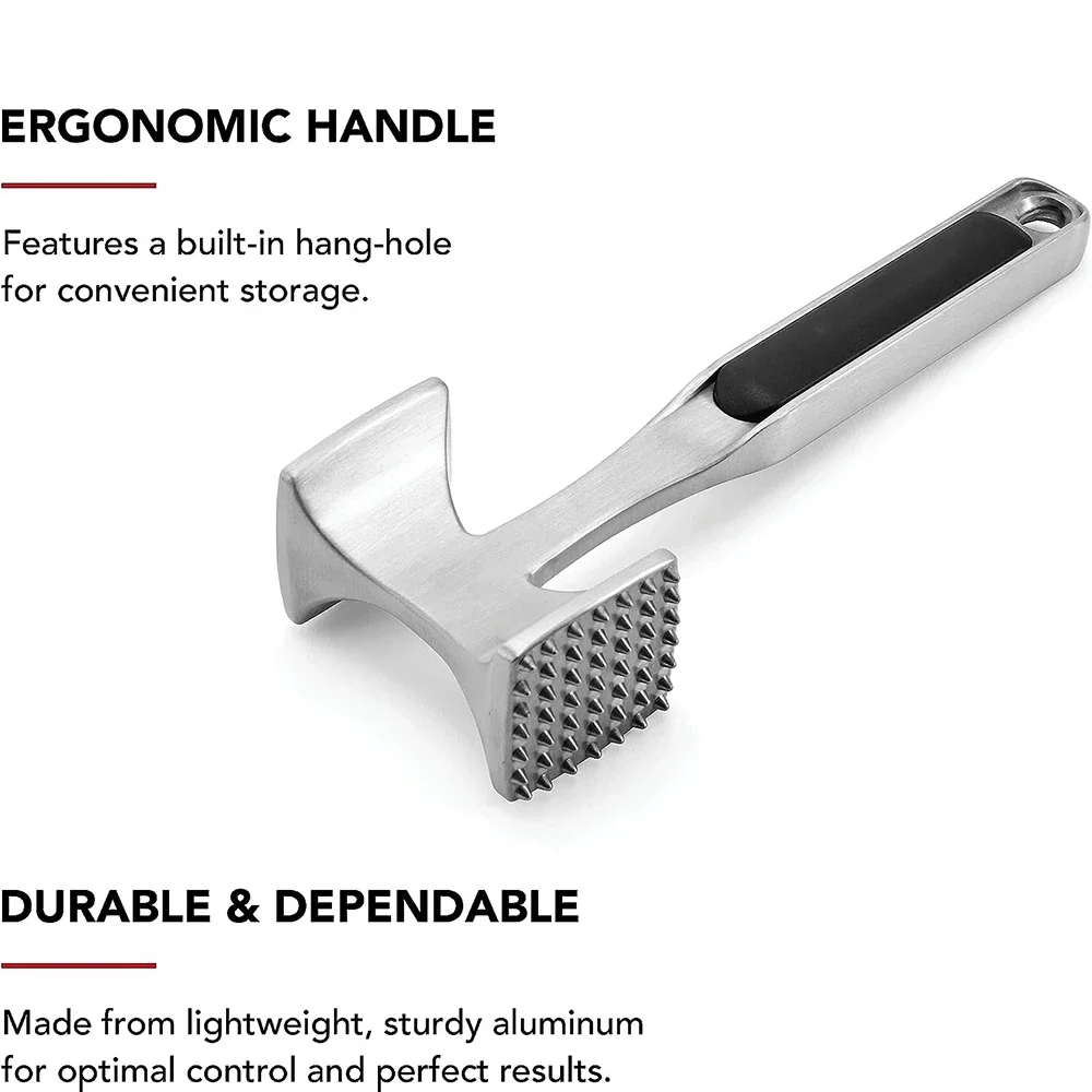 4 Colors Meat Tenderizing Hammer with Comfortable Grip Handle Kitchen Double-Side Mallet Heavy-duty Pound Tenderizing Steak Beef