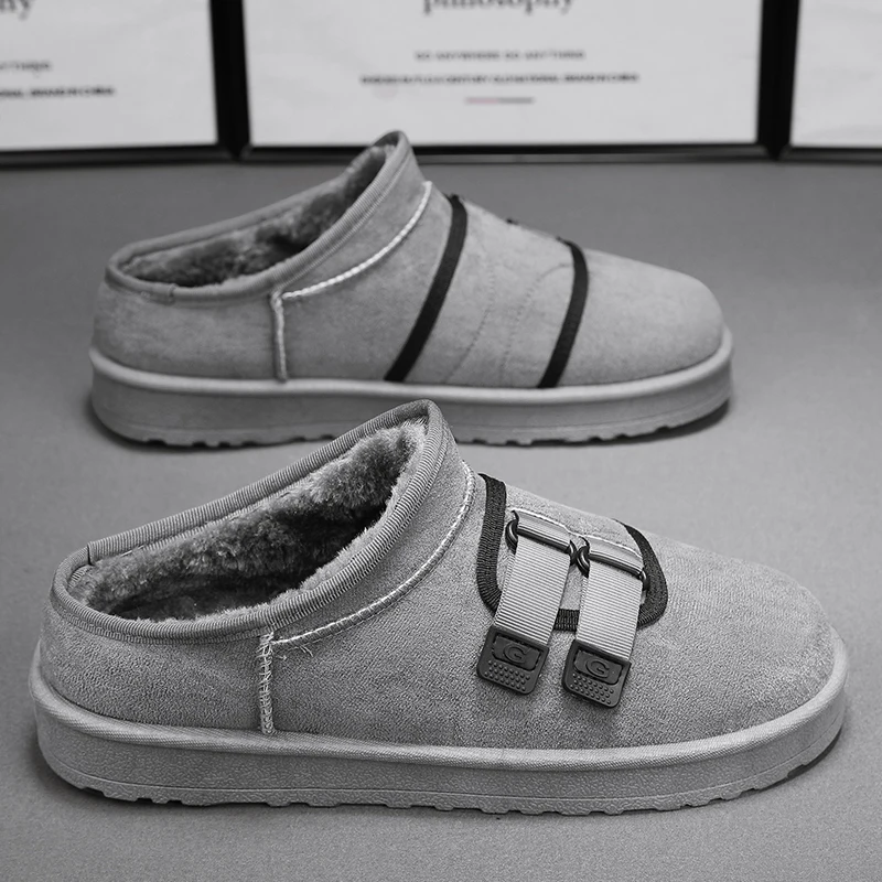 Men's Winter Semi-flip-flops Thickened Velvet Outdoor  Cotton Shoes 6