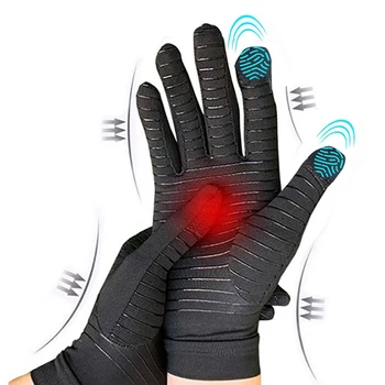 Relieve Hand Pain & Inflammation Instantly with 1 Pair of Copper Arthritis Gloves with Touchscreen - For Women & Men