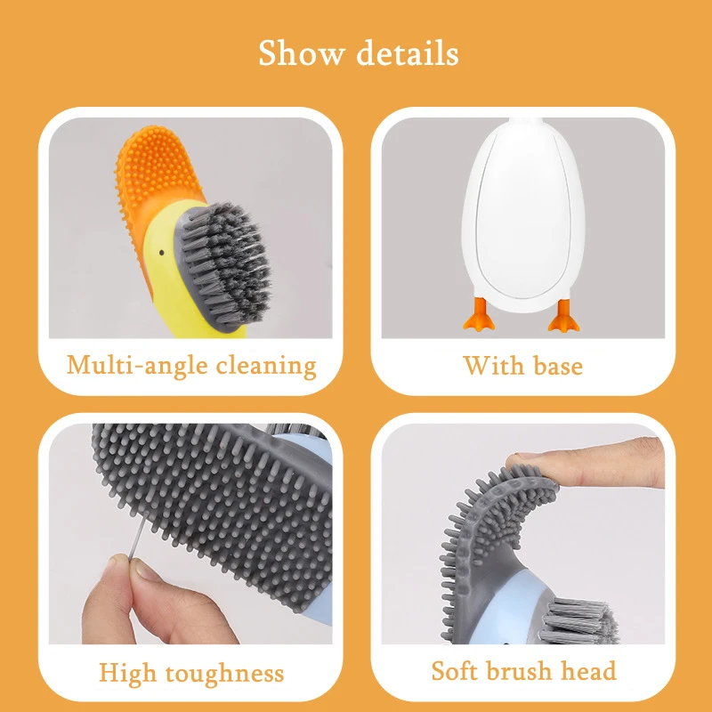 Duck-escobilla de inodoro de silicona, soporte de inodoro creativo, juego  de escobillas de baño para montaje en pared, accesorios de baño para  limpieza de inodoro - AliExpress