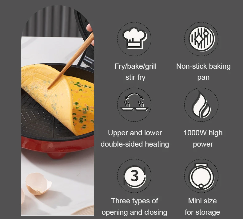 Description Picture 4 of itemMultifunction Pizza Griddle Electric Baking Pan Double-sided Heating Crepe Maker Non-Stick Pancake Cooker Steak Grill Skillet EU
