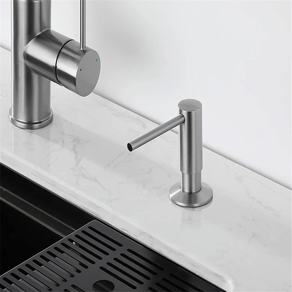 Brass Sink Liquid Soap Dispenser Kitchen Accessories Bathroom Metal Built in Detergent Dispenser with 100mm Tube/500ML Bottle