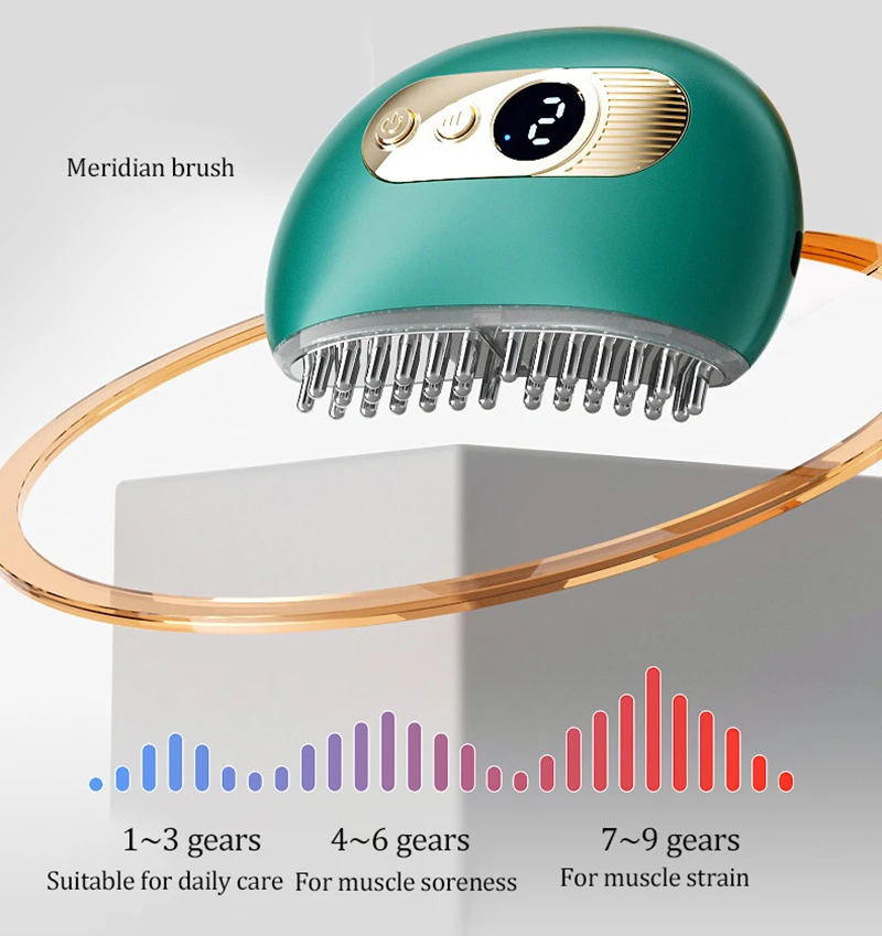 9-speed Vibration Heating Electric TENS Guasha Scraping Board Brush Facial Back Head Dredging Meridian Relaxation Massage Device_voghion.com