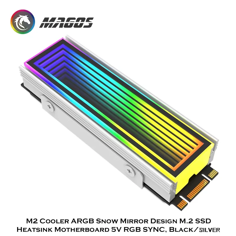 M.2 RGB 쿨러 스노우 인피니트 미러 디자인 M2 2280 SSD 히트싱크 nvme 아머 메인보드 5V RGB SYNC, 블랙/실버