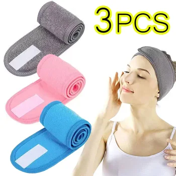 3PCS Makeup Hairband Adjustable Head Band Women Spa Wide Hairband Yoga Bath Shower Wash Face Cosmetic Headband Soft Toweling 1