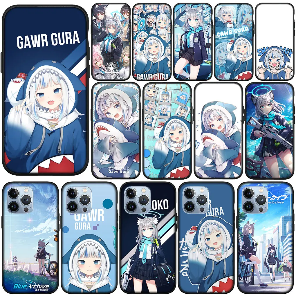 Per Apple Iphone 15 14 Plus 13 12 Mini Pro Max Xr + 13Pro 14 + 15 + Custodia Per Telefono Shiroko Blue Archive Shark Gawr Gura Anime Girl
