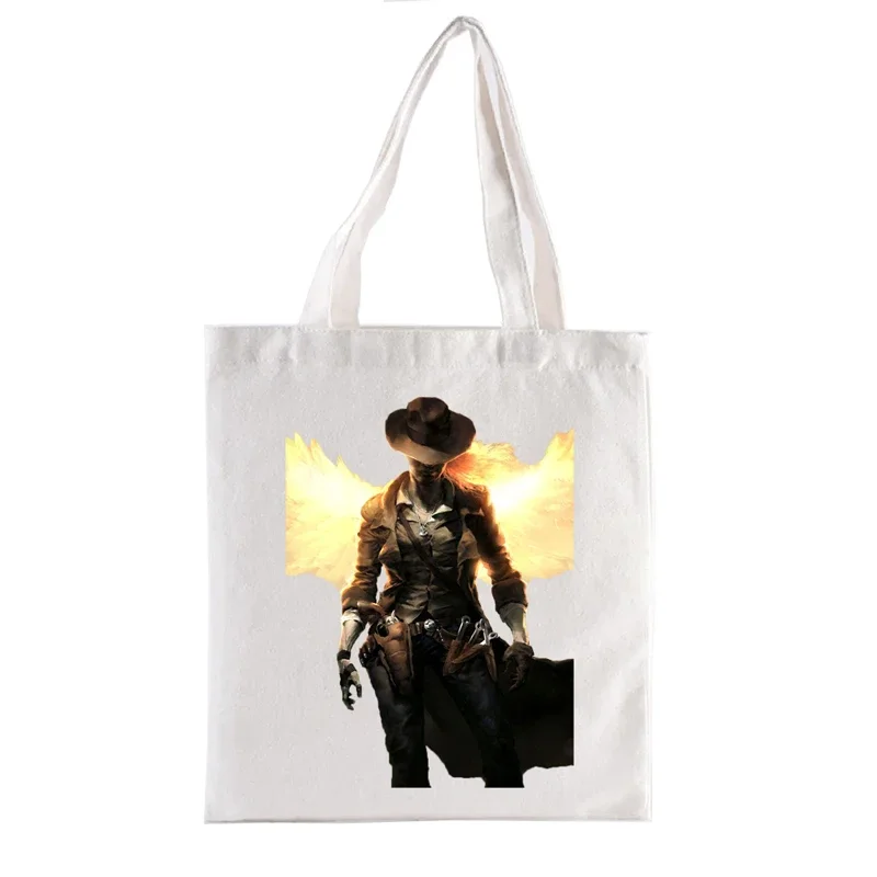 

Canvas Shopping Bag Cowboy Warrior Tote Bags Aesthetic Women's Handbags Funny Shopper Totebag Fashion Casual Eco Bag Y2k