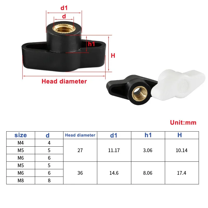 M4 M5 M6 M8 T Type Plum Bakelite Hand Tighten Nuts Butterfly Plastic Head Hand Knob Nut Through hole/Blind hole 5pcs/lot