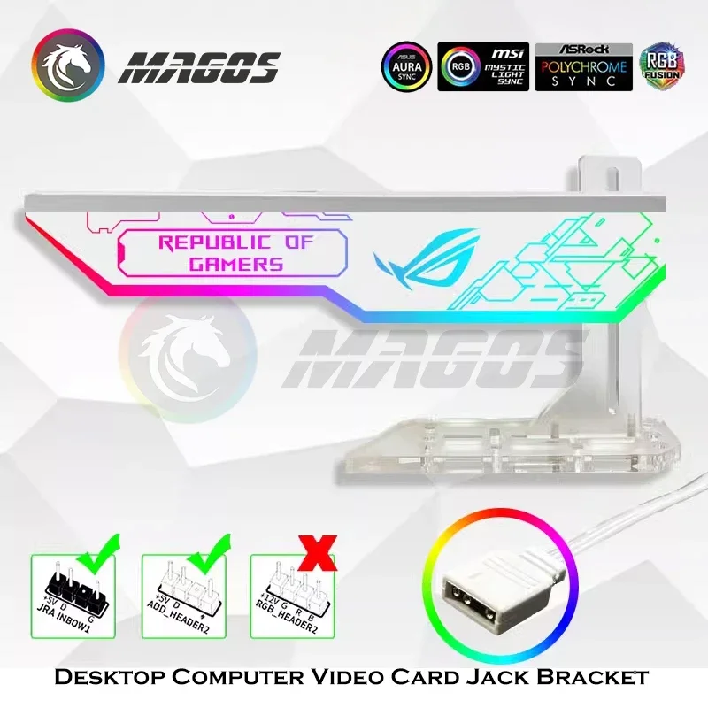 Customzable Suporte Mod Gpu 4090 3090 Placa de Vídeo Jack Bracket Suporte 5v 3pin Argb Sync 3080 3070 Decoração do Gabinete Gamer - Imagem 4