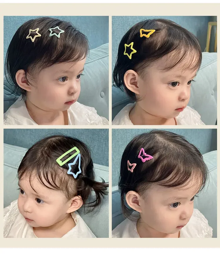 Children Hair Clips Ornament Geometric Stars Heart 8 Pcs