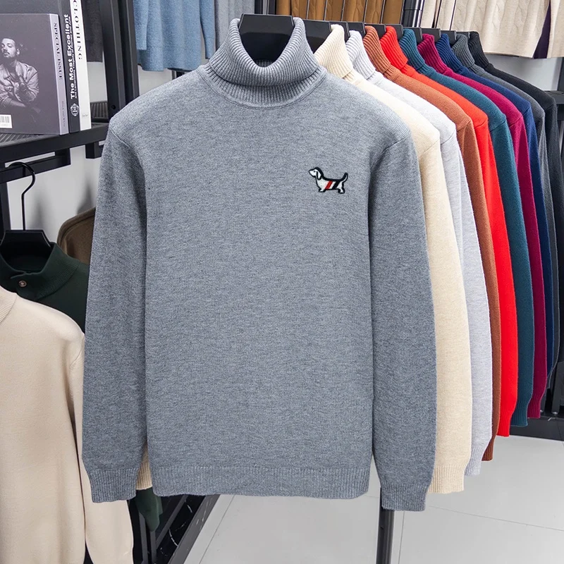Marke Luxus Mann Langarm Strickwaren Hund Stickerei Doppel Kragen Frühling Britischen Stil Neue Pullover Trend Mode Herren Kleidung – Detail 9