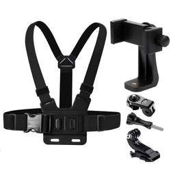 Adjustable Chest Strap Phone and Camera Holder (Black)