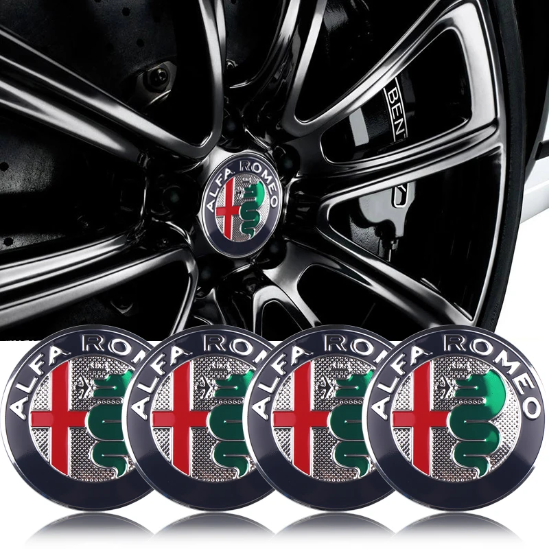 Sleek 4pc Set of 56mm Car Wheel Center Hub Cap Stickers - Auto Decoration Accessories