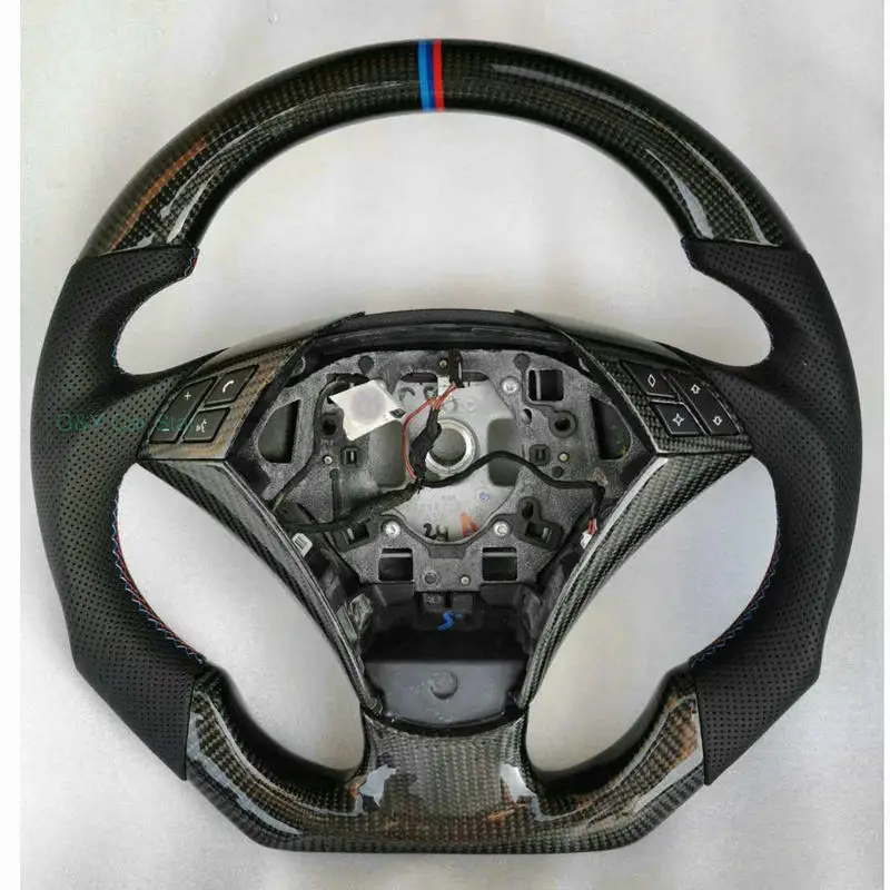 

100% Real Carbon Fiber Car Leather Steering Wheel Automobile Refitting For BMW E60 E61 E62 E63 E64 5 Series 6 Series