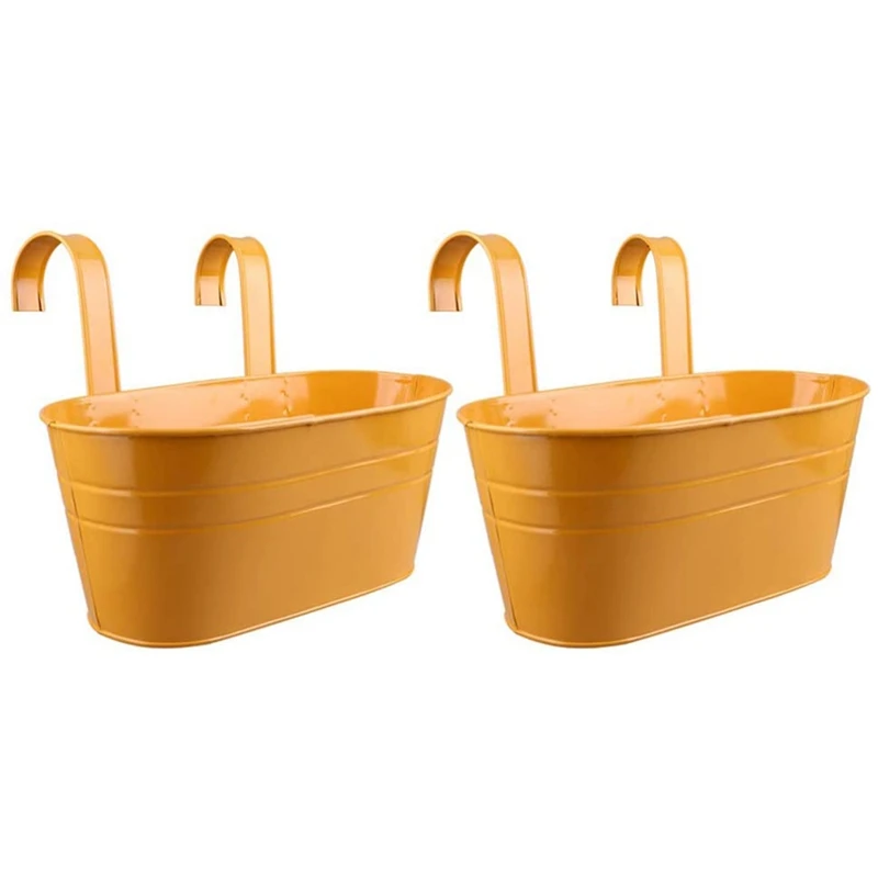 

Promotion! 2 Pcs Flower Pot With Detachable Hook, Balcony Railing Terrace Garden Outdoor Decorative Flower Pot