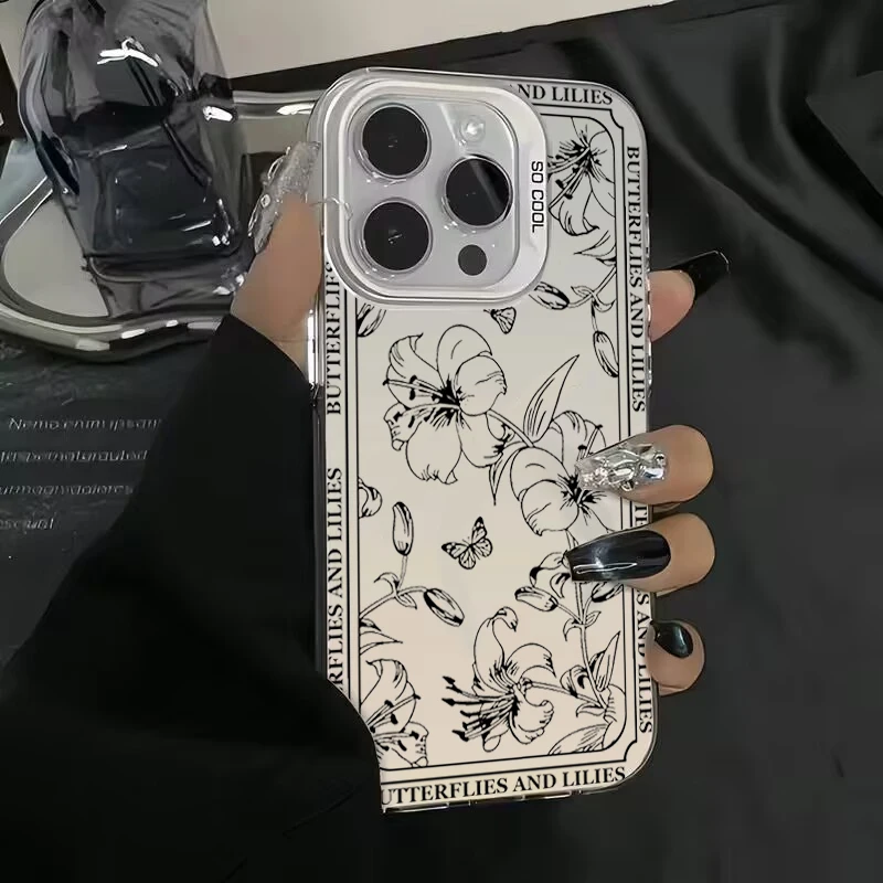 thumbnail image 1 of Funda de teléfono con IMD de plata galvanizada con estrella y luna fresca para iPhone 15, 16 Pro Max, 14, 13, 12, 11 Pro, XR, XS, 7, 8 Plus, carcasa trasera a prueba de golpes, 1 of 5